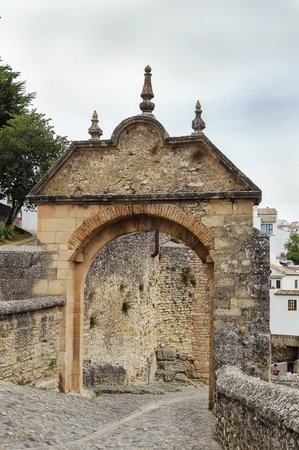view of Ronda with Arch of Philip V, Spainの写真素材