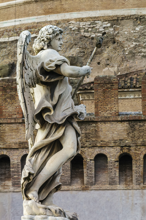 sculpture of an angel bearing a sponge on Ponte Sant'Angelo, Romeのeditorial素材