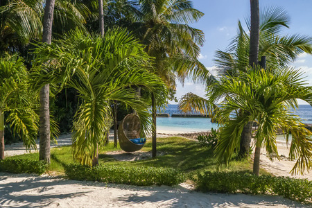 Chair-swing  for relaxation in topical island, Maldivesの写真素材