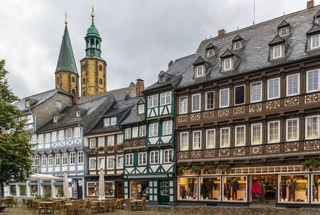 Street with old decorative houses in Goslar, Germanyのeditorial素材
