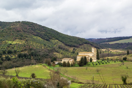 The Abbey of Sant Antimo is a former Benedictine monastery in the comune of Montalcino, Tuscany.の写真素材