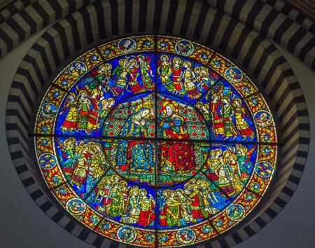 stained-glass in Basilica of Santa Maria Novella, Florence, Italyのeditorial素材