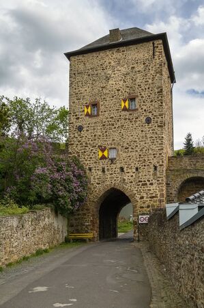 Gate tower in the city wall in Bad Munstereifel, Germanyの写真素材