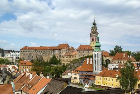 view of Cesky Krumlov with castle, Czech republicのeditorial素材