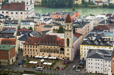 view of Altes Rathaus (Old Town Hall) in Passau, Germanyの写真素材