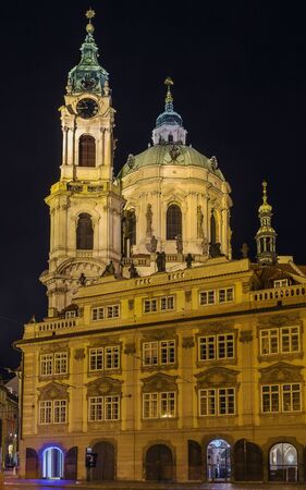 The Church of Saint Nicholas is a Baroque church in the Lesser Town of Prague. It was built between 1704-1755. Eveningのeditorial素材