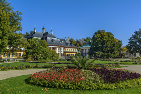 Flower bed in the garden of Pillnitz palace, Saxony, Germanyのeditorial素材