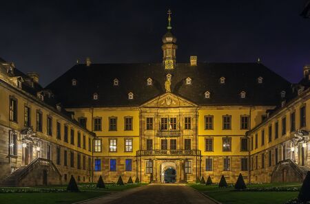 main entrance of city Palace (Stadtschloss) in Fulda at evening, Germanyのeditorial素材