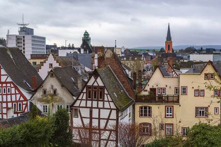 view of Limburg from cathedral hill, Germanyのeditorial素材