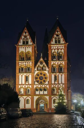 The Catholic Cathedral of Limburg at night, Germany . The building is one of the most perfect buildings of the late Romanesque styleのeditorial素材
