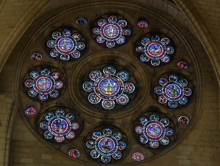 stained-glass window in Laon cathdral, France