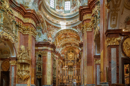 The high point of the baroque Melk abbey is the church, Austria. Interior.のeditorial素材