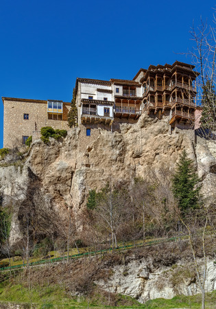 Hanging houses is complex of houses on rock in Cuenca, Spainのeditorial素材