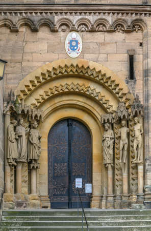 Adamspforte portal of Bamberg cathedral, Germanyの写真素材