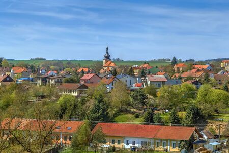 View of Kladruby town from  Abbey of Kladruby, Czech republicの写真素材