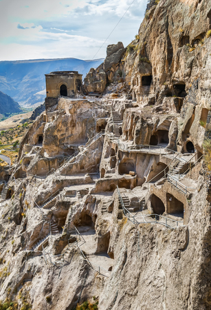 Vardzia is a cave monastery site in southern Georgia, excavated from the slopes of the Erusheti Mountain on the left bank of the Kura Riverの写真素材
