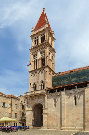 Cathedral of St. Lawrence is a Roman Catholic basilica constructed in Romanesque-Gothic in Trogir, Croatiaの写真素材