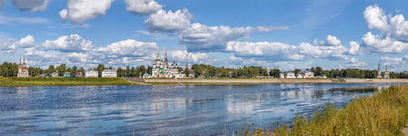 Panoramic view of Historical centre of the Veliky Ustyug from Sukhona river, Russiaの写真素材