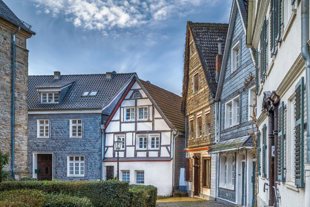 Street with historical house in Kettwig old town, Germany