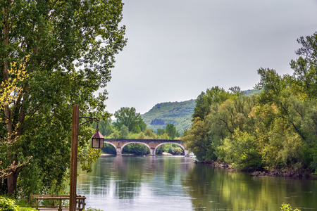 View of Dordogne river near Beynac-et-Cazenac, Franceの写真素材