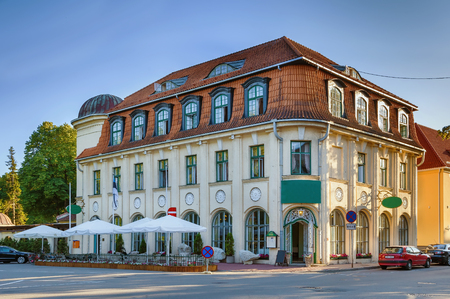 Historical building of hotel in Parnu city center, Estoniaのeditorial素材