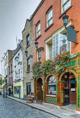 Temple Bar street in Dublin city center, Irelandの写真素材