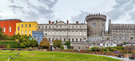 Panoramic view of Dublin castle from garden, Irelandのeditorial素材