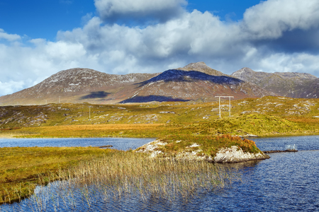 Landscape with lake from Pines Island Viewpoint in Galway county, Irelandの写真素材