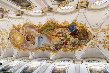 St Peter's Church is a Roman Catholic church in the inner city of Munich, Germany. Ceilingの写真素材