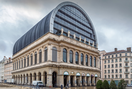 Opera Nouvel (Nouvel Opera House) in Lyon, France is the home of the Opera National de Lyonのeditorial素材
