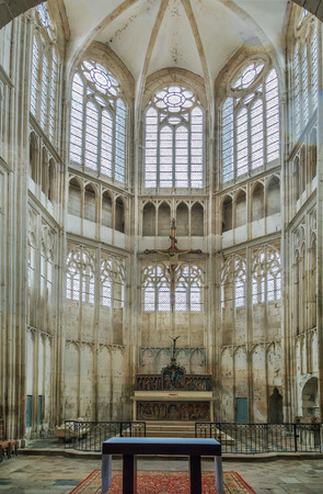 Parish Prior Church Saint-Thibault in Saint-Thibault, France. Interiorのeditorial素材