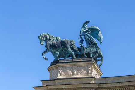 Millennium monument on Heroes' Square in Budapest, Hungary. Female statue of Peaceのeditorial素材