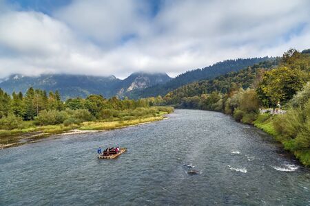 View of Dunajec River near Cerveny Klastor, Slovakiaの写真素材
