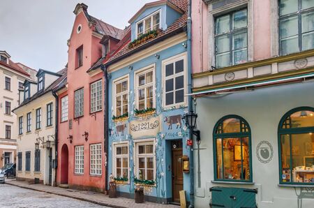 Street with historical houses in the old town of Riga, Latvia