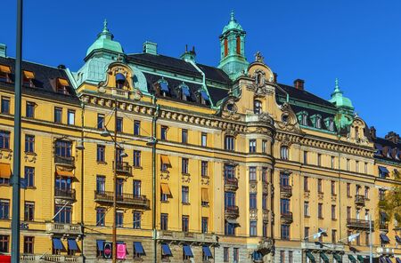 Facade of building on Strandvagen in Stockholm downtown, Swedenの写真素材