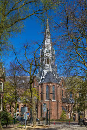 Vondelkerk (Vondel Church) was built in Gothic revival style in Amsterdam at the edge of the Vondelpark, Netherlandsの写真素材