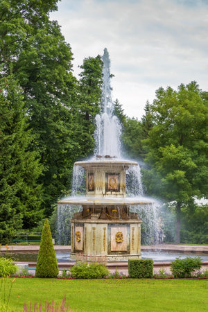 Roman Fountains in Lower park in Peterhof, Russiaのeditorial素材