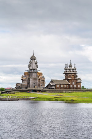 Historical site dating from the 17th century on Kizhi island, Russia. View from Onega lakeの写真素材