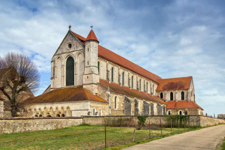 Pontigny Abbey was a Cistercian monastery located in Pontigny in Burgundy, France. View from facadeの写真素材