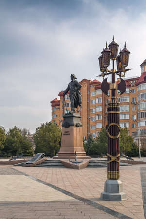 Monument to Peter the Great on the banks of the Volga River in Astrakhan, Russiaのeditorial素材