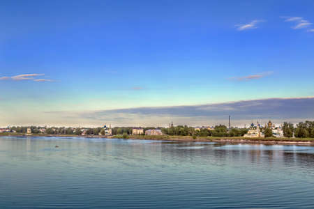 View of Uglich from Volga river, Russiaの写真素材