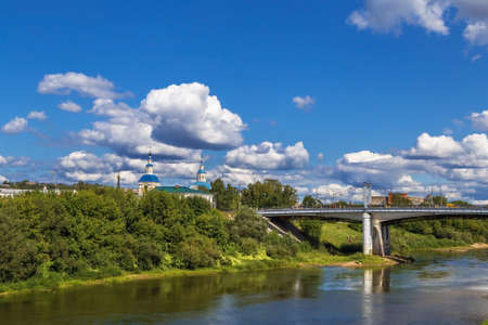 Landscape with Dnieper river in Smolensk, Russiaの写真素材
