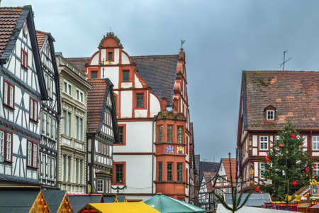 Historic main square of Alsfeld with christmas market, Germanyのeditorial素材