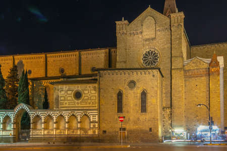 Basilica of Santa Maria Novella in the evening in Florence, Italyの写真素材
