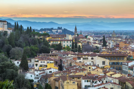 View of Florence from Michelangelo hill., Italyの写真素材