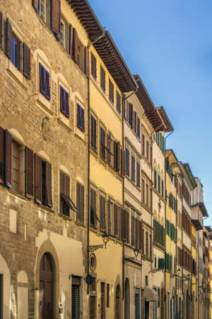 Street in the historic center of Florence, Italyの写真素材