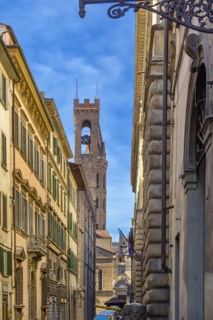 Street in Florence historical center, Italyの写真素材