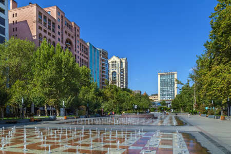 View of Tashir park with new building in Yerevan, Armeniaの写真素材