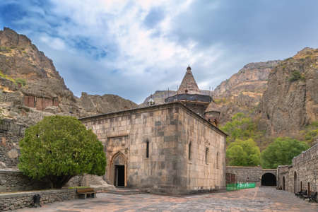 Geghard is a medieval monastery in Armeniaの写真素材