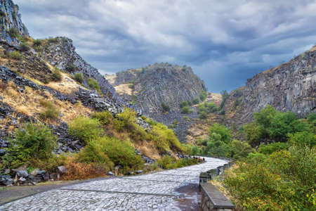 Basalt columns in Garni Gorge, commonly called the Symphony of Stones, Armeniaの写真素材
